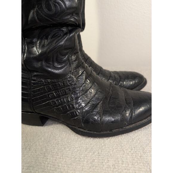 Handmade Lucchese Classics Western Boots Black Caiman Alligator Men’s 10.5 main image 5